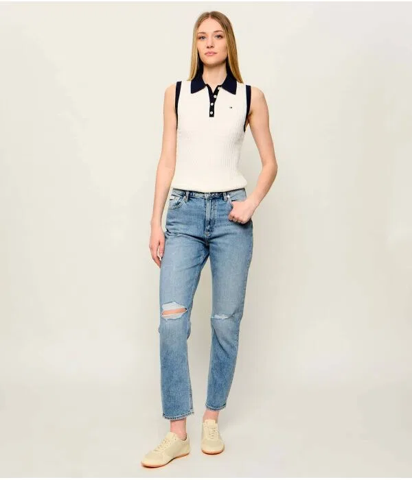 Женское поло Slim Fit Tommy Hilfiger, Écru — фото 2
