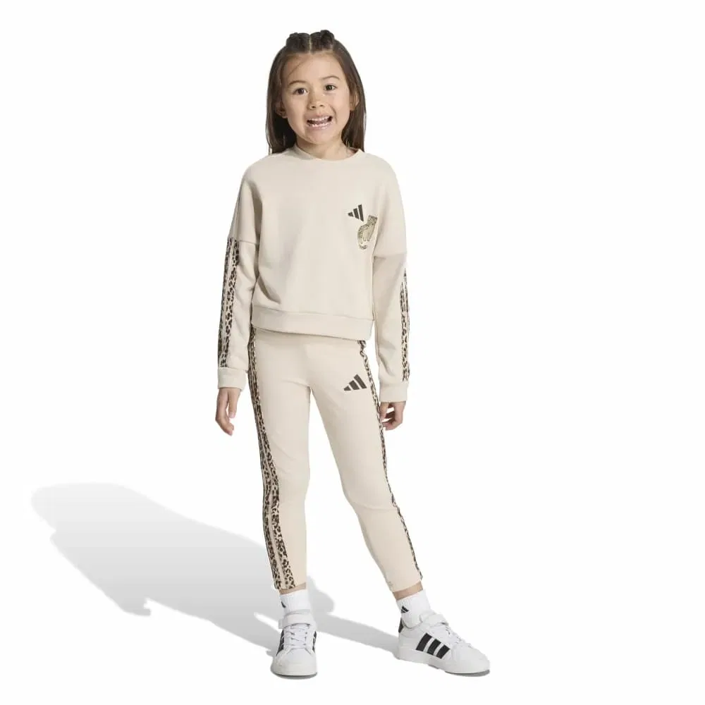 Детский комплект для девочек с принтом Animal 3-Stripes Adidas, Beige