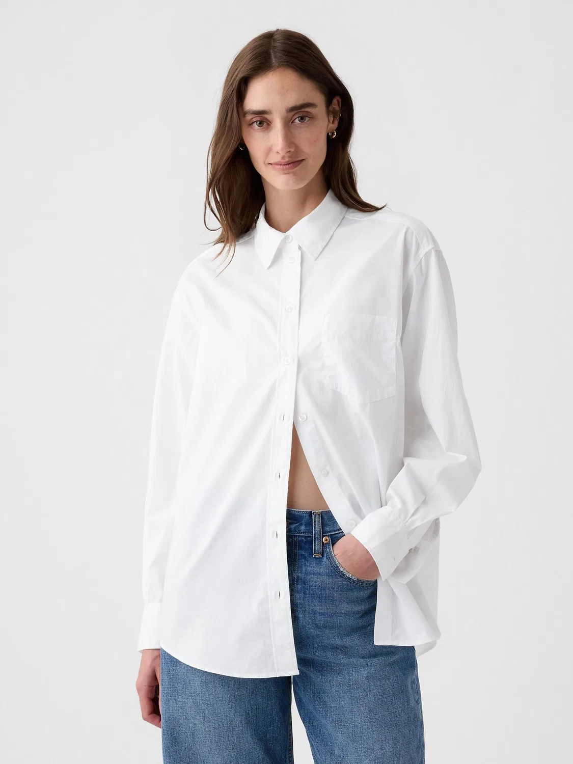 Рубашка оверсайз из хлопка Big Shirt Gap, белый