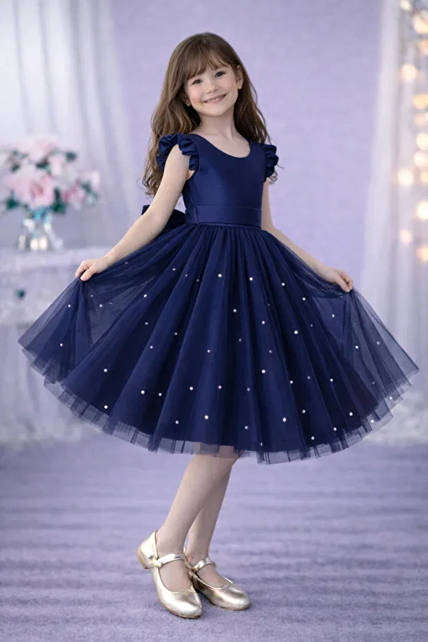 Детское платье для девочек с воланами Madyabutik, Navy Blue — фото 2