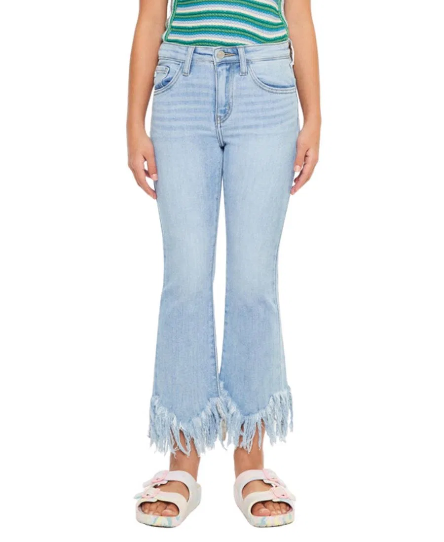 Джинсы клеш с высокой посадкой Beth High Rise Crop Bootcut KanCan, Medium Blue