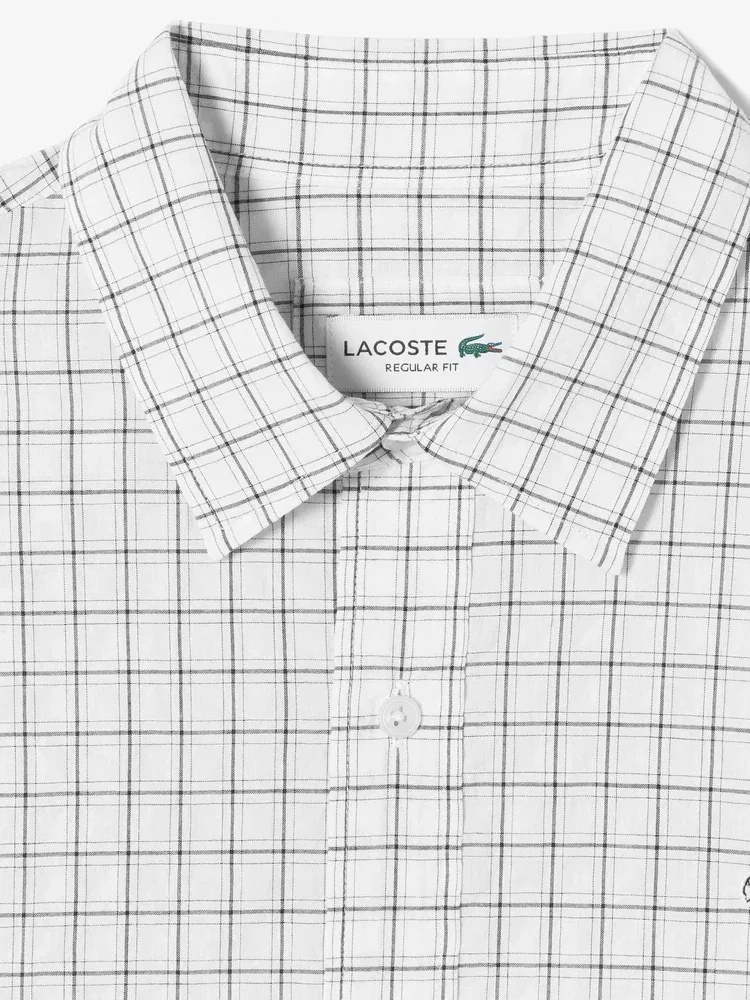 Рубашка с длинным рукавом в клетку LACOSTE, White — фото 2