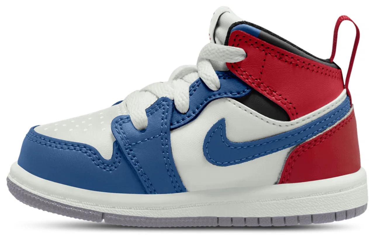 Кроссовки для девочек AJ 1 Mid Jordan, цвет True Blue/Varsity Red/Summit White — фото 2
