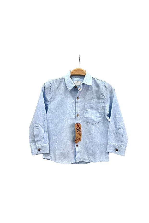 Детская рубашка для мальчиков льняная Rois Kids, Light Blue