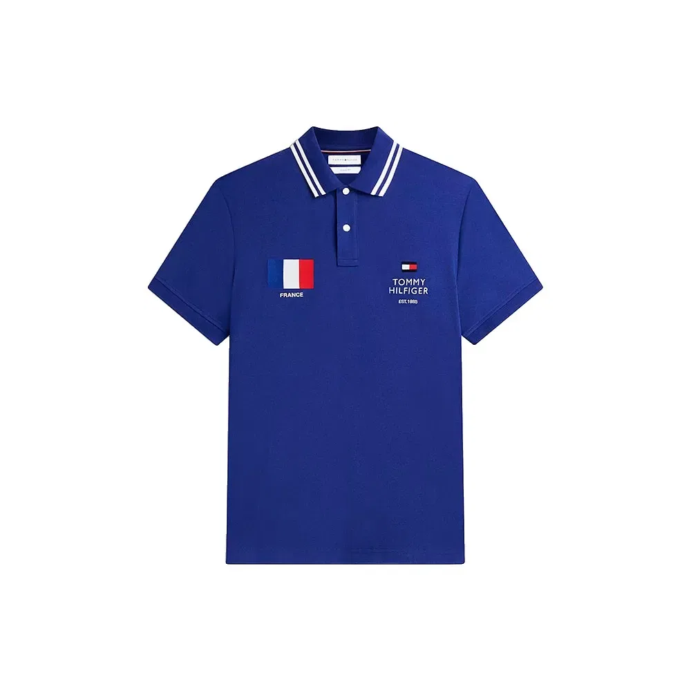 Мужское поло Regular Fit с коротким рукавом Standard Country France Tommy hilfiger, Blue — фото 3