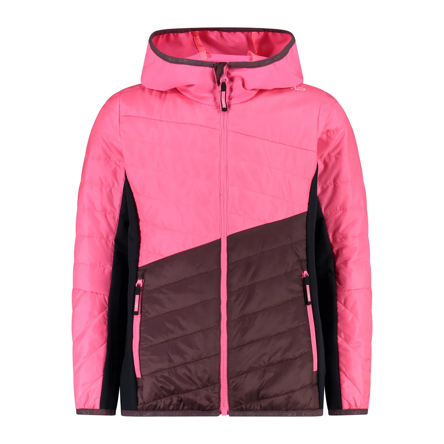 Детская ветрозащитная куртка с капюшоном CMP Kid Hybrid Jacket Fix Hood, Королевский Пурпурный Бордо