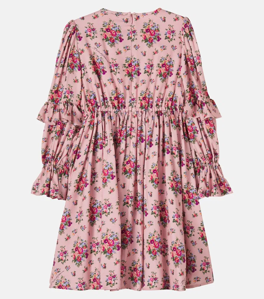 Платье с цветочным принтом и сборками Dolce&Gabbana Kids, розовый — фото 3