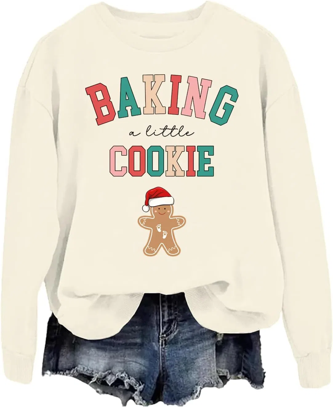 Женский свитшот с принтом Baking A Little Cookie, голубой — фото 3