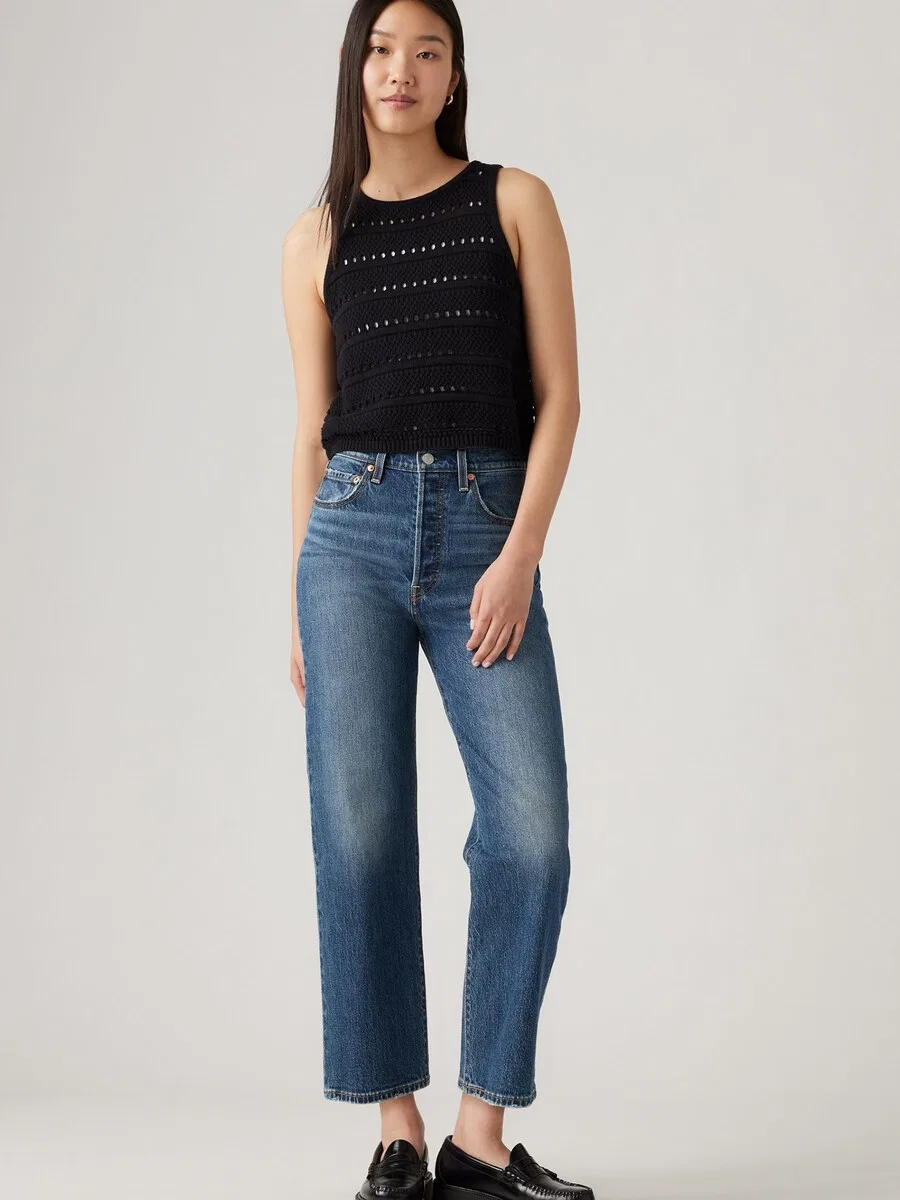 Джинсы LEVI'S свободного кроя «Ribcage» синего цвета — фото 2
