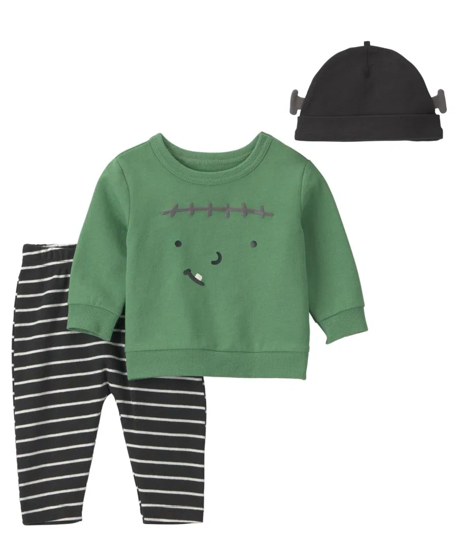 Комплект из 3 предметов с принтом Франкенштейна, модель Monster Top Carter's, Black Green