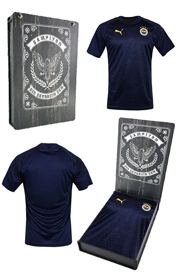 Детская футболка для девочек с принтом Original A Team Football Player Navy Blue Training Kids T-Shirt Fenerbahçe, Navy Blue - Yellow