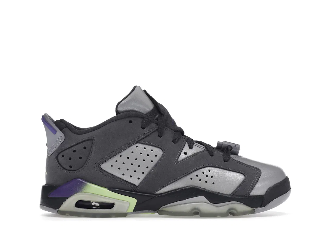 Детские кроссовки Lifestyle с низким верхом Jordan 6 Retro Low Jordan, Dark Grey/Ultraviolet-Wolf Grey-Ghost Green