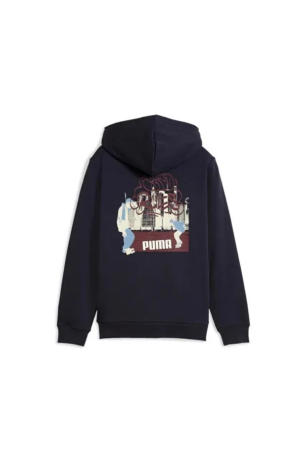 Детское худи для девочек с принтом Mid90S full-zip Puma, New Navy Blue — фото 4