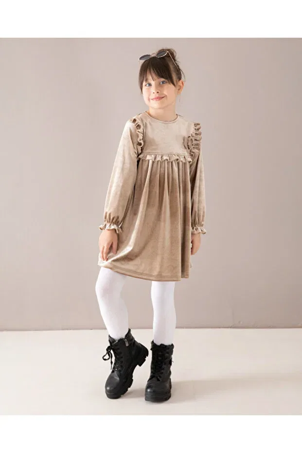 Детское платье для девочек с длинным рукавом Egelite, Beige