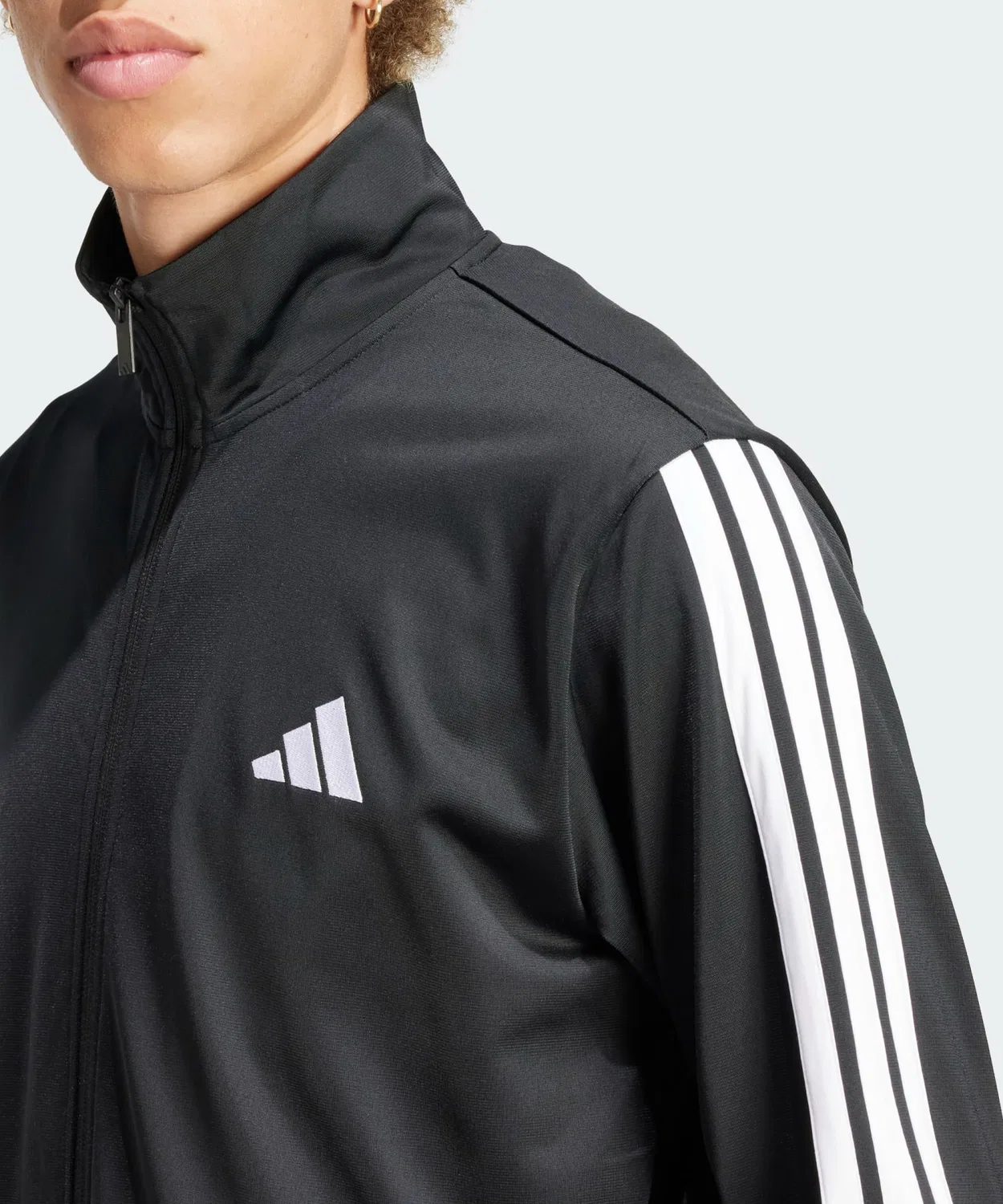 Мужской спортивный костюм с лампасами из трикотажа, модель Трикотажный костюм Adidas, Black — фото 3