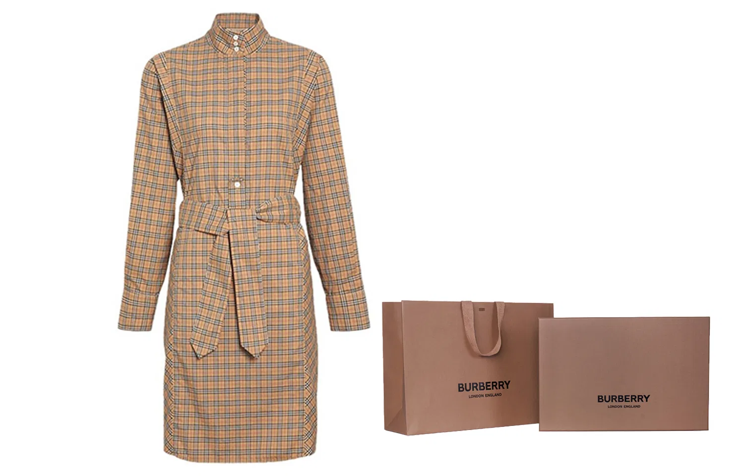 Женское платье с длинным рукавом классического стиля Burberry, Yellow — фото 4