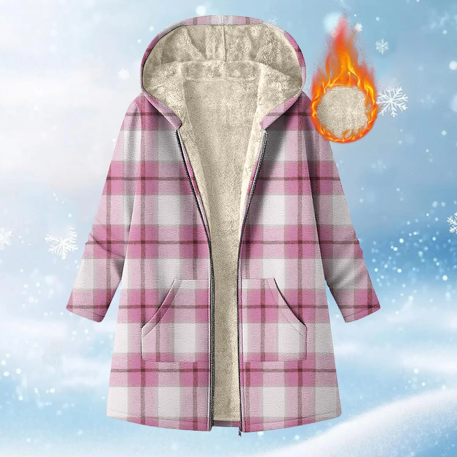 Женская куртка-рубашка с принтом в клетку, модель Plaid, бренд, 02 rosa — фото 4