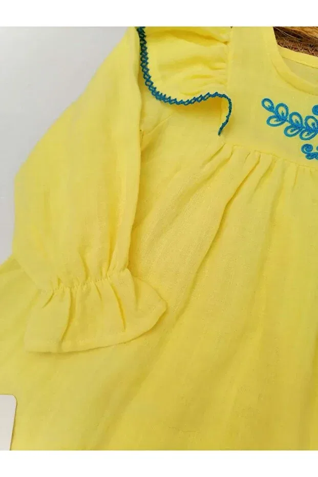 Детское платье для девочек хлопковое Özlem Bebe, Yellow — фото 3