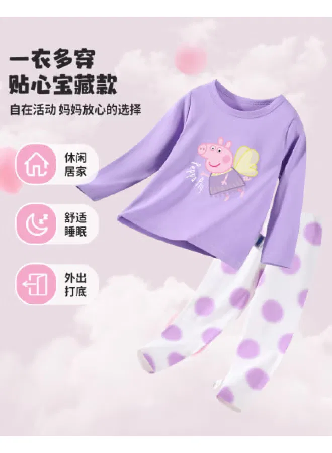 Комплект детского белья с мультяшным принтом Peppa Pig, фиолетовый