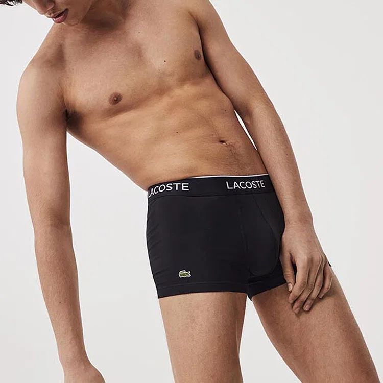Мужские трусы-боксеры с принтом LACOSTE, комплект из 3 штук, Black — фото 4