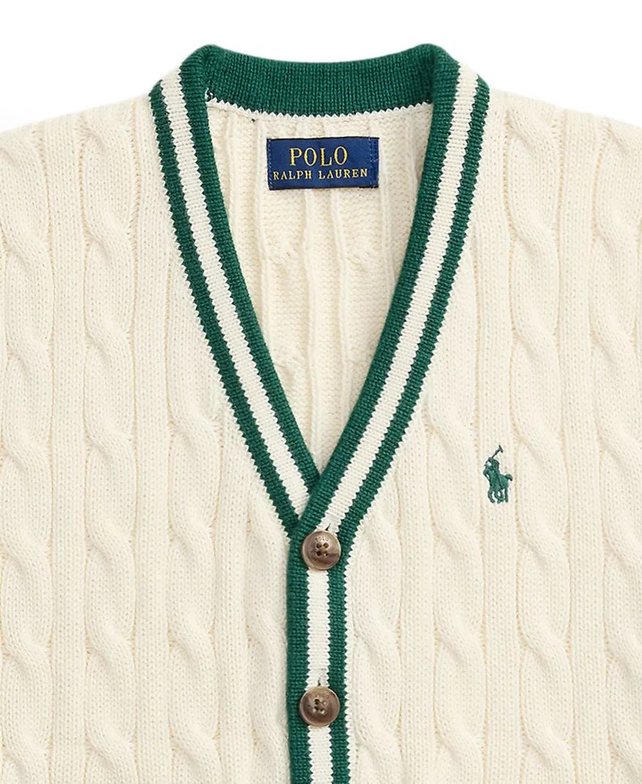 Жилет-свитер из хлопка с V-образным вырезом, без рукавов Polo Ralph Lauren, Cricket Cream — фото 3