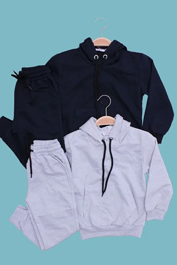 Детский комплект спортивного костюма для девочек с капюшоном Fyk Kids, Blue-Gray