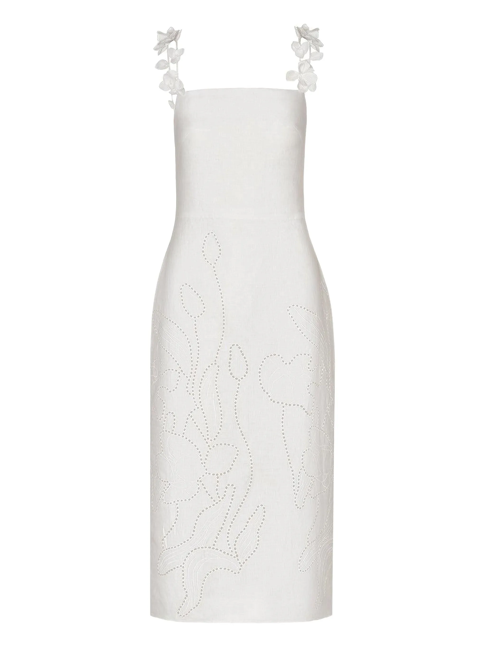 

Платье без рукавов с цветочной аппликацией Petalos Andres Otalora, белый