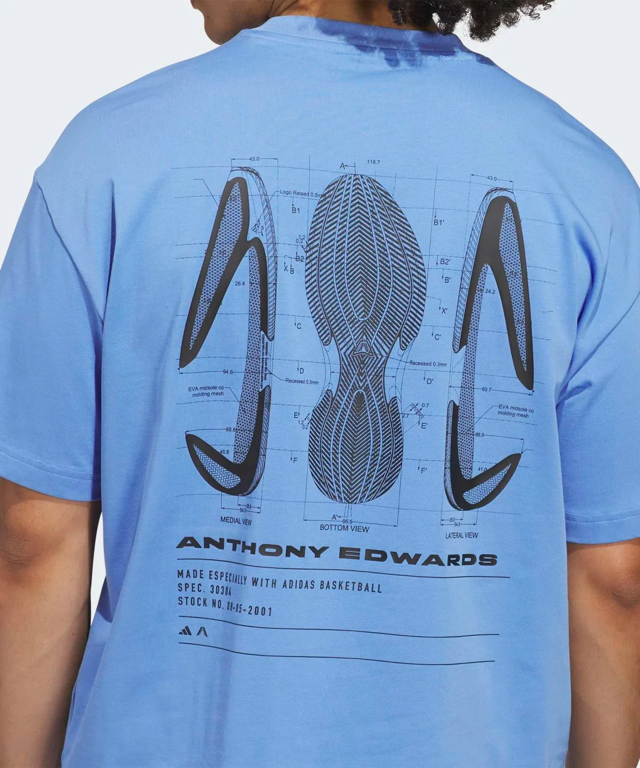 Мужское футболка с принтом Anthony Edwards GFX Schematic Adidas, Blue — фото 4
