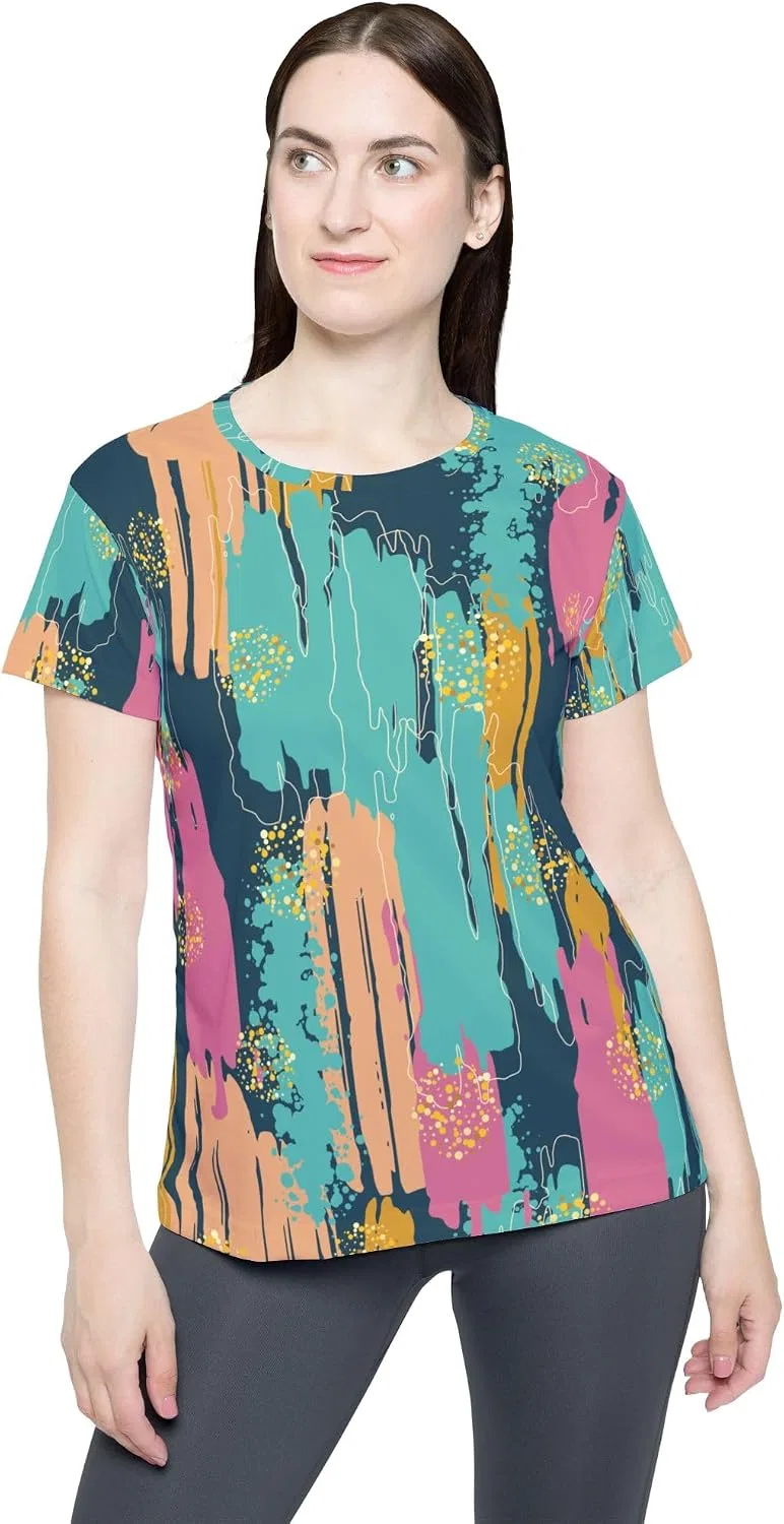 Женская футболка с абстрактным принтом TealSplash, Multicolor
