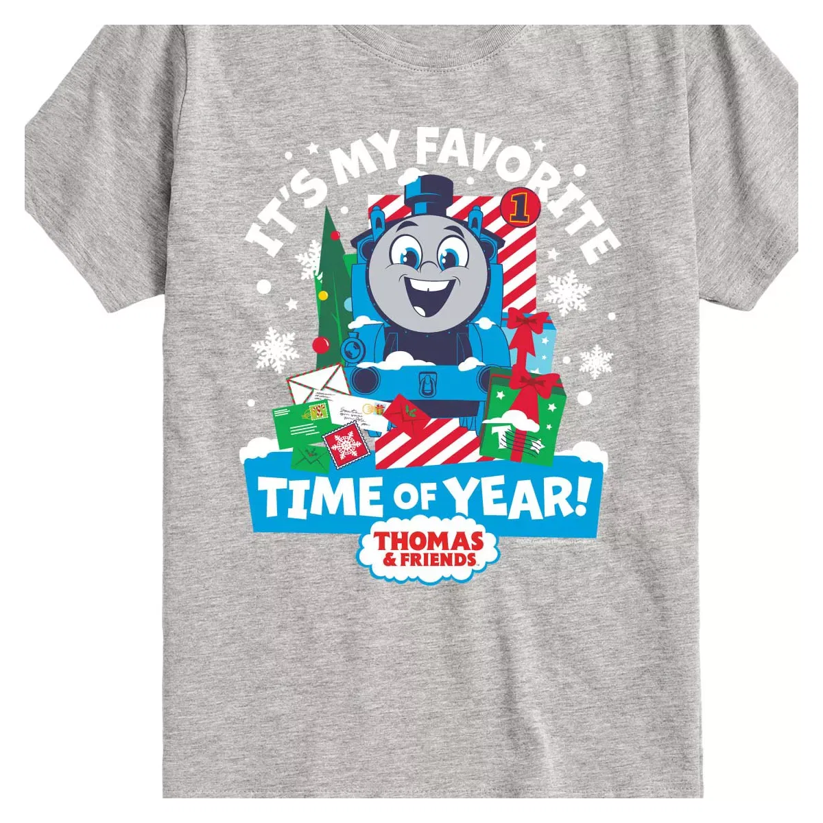 Детское графическое футболка с принтом Thomas & Friends Christmas Favorite Time of Year Thomas & Friends, Heather Charcoal — фото 2