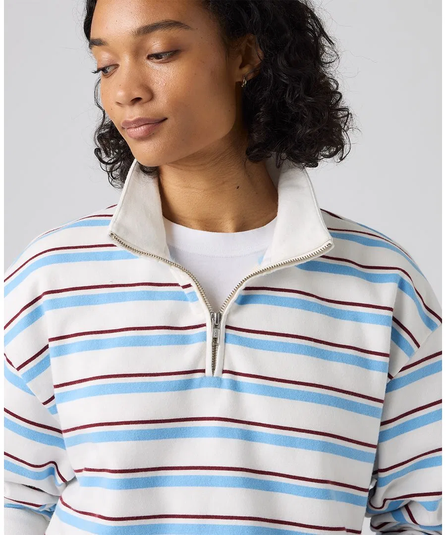 Женский свитшот из хлопкового флиса с четверть-молнией Levi's, Ruby Stripe Alaskan Blue — фото 3