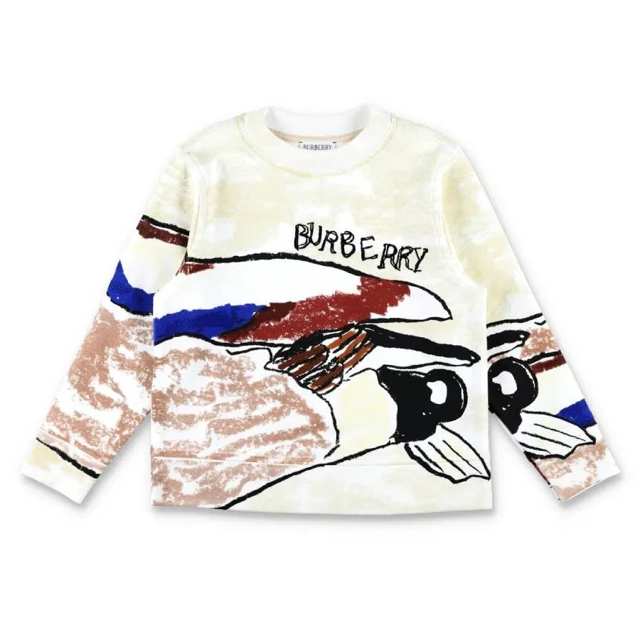 Детский свитшот с принтом Mathew Duck Print Cotton Burberry, White