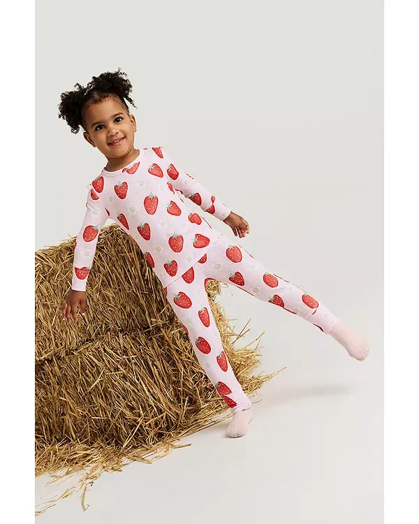 Детская пижама с длинным рукавом Penny Pointelle Long Sleeve Basic Pajamas Posh Peanut, розовый — фото 2