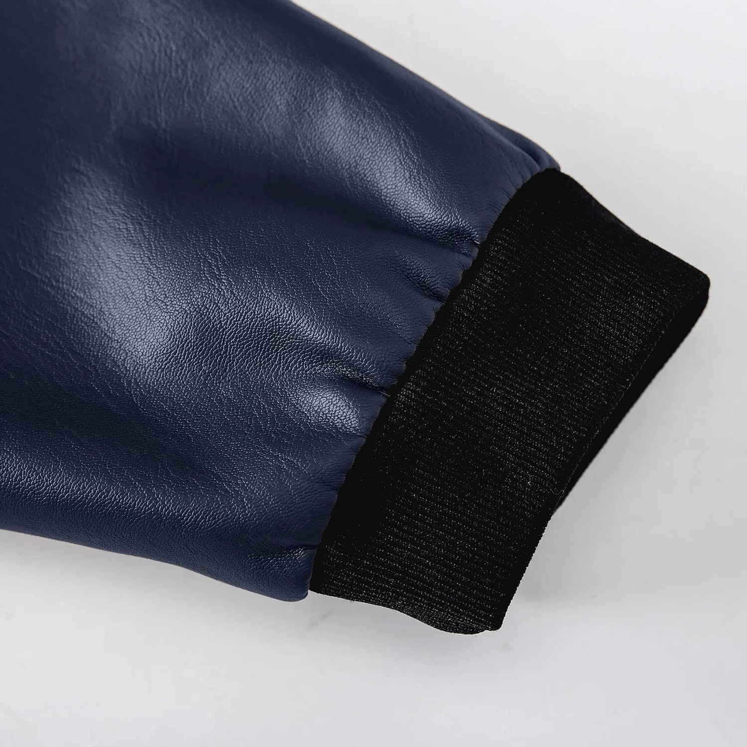 Мужская куртка из экокожи с воротником-стойкой Retro Winter Jacket, Zzzz01-Dark Blue — фото 4