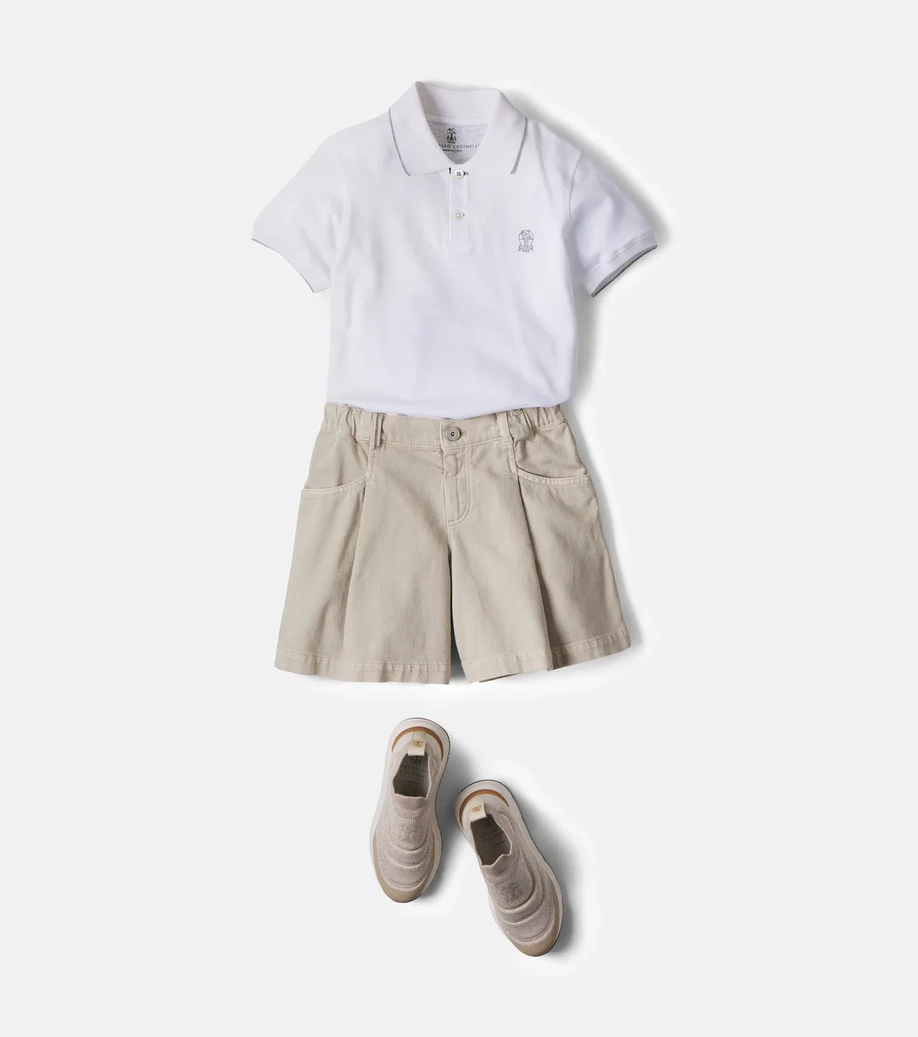 Шорты джинсовые с мононитью Brunello Cucinelli Kids, бежевый — фото 2