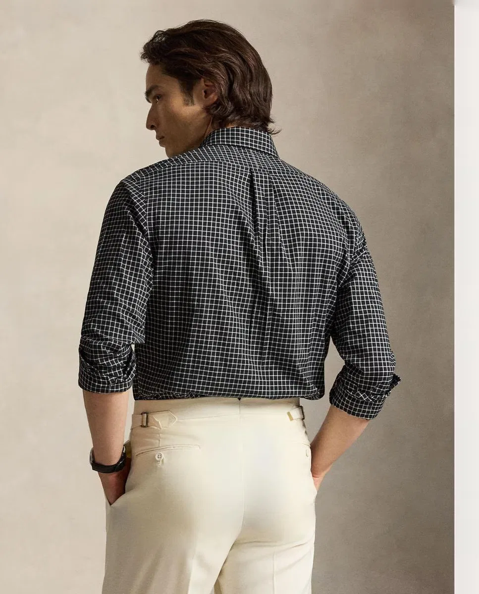 Мужская рубашка в клетку, Custom Fit, Polo Ralph Lauren, черный — фото 2