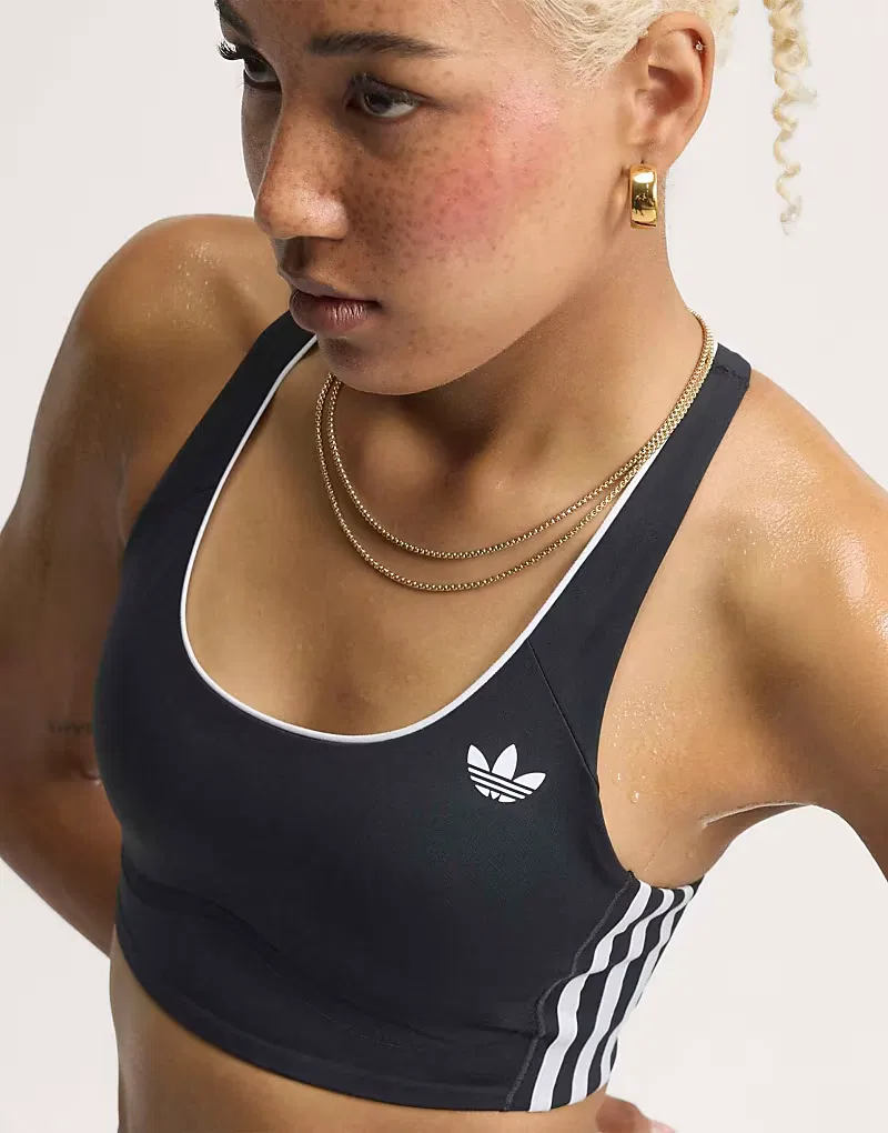 Спортивный бюстгальтер Adidas Originals Sports средней поддержки, черный — фото 2
