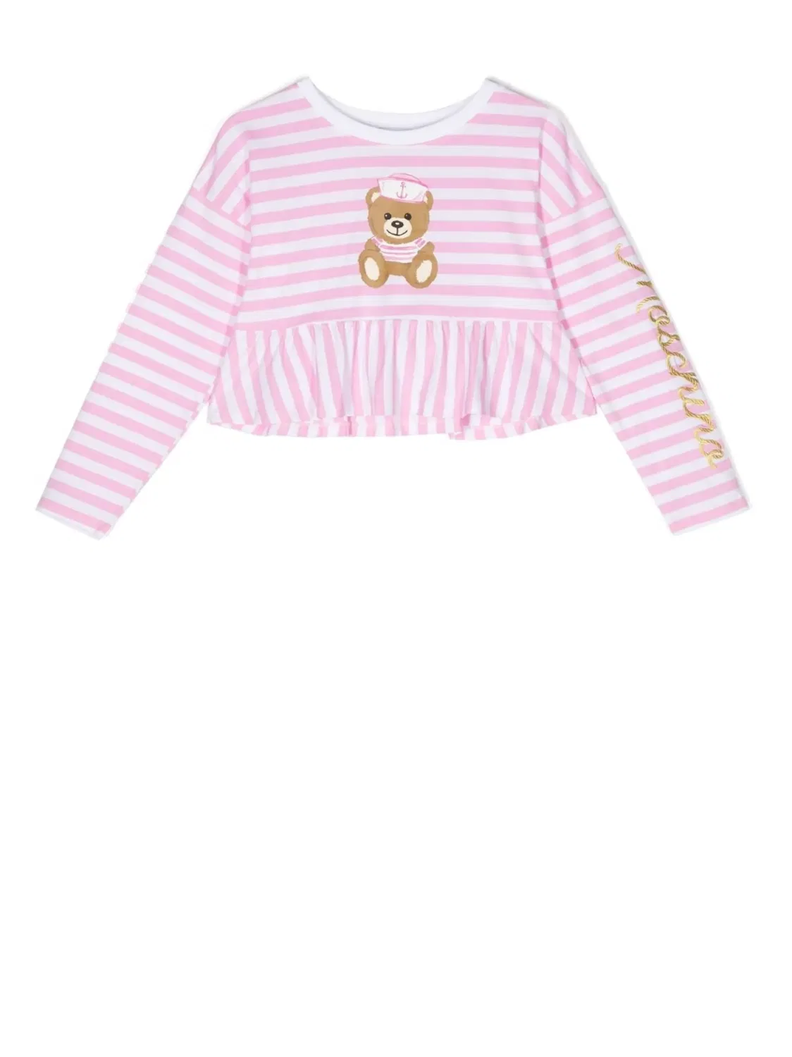 Топ с пеплумом в полоску Boutique Moschino, розовый