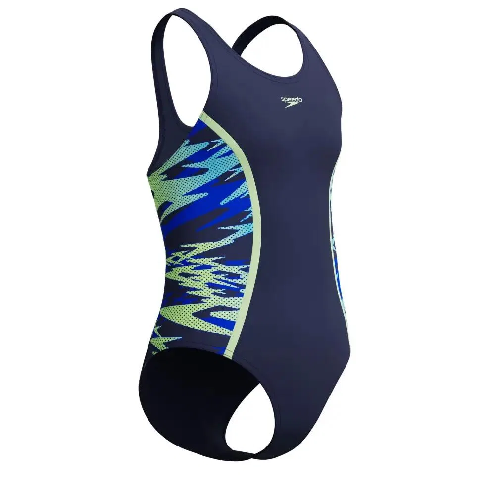 Детский слитный купальник для девочек Hyperboom Splice Muscleback Speedo, Blau Grun — фото 3