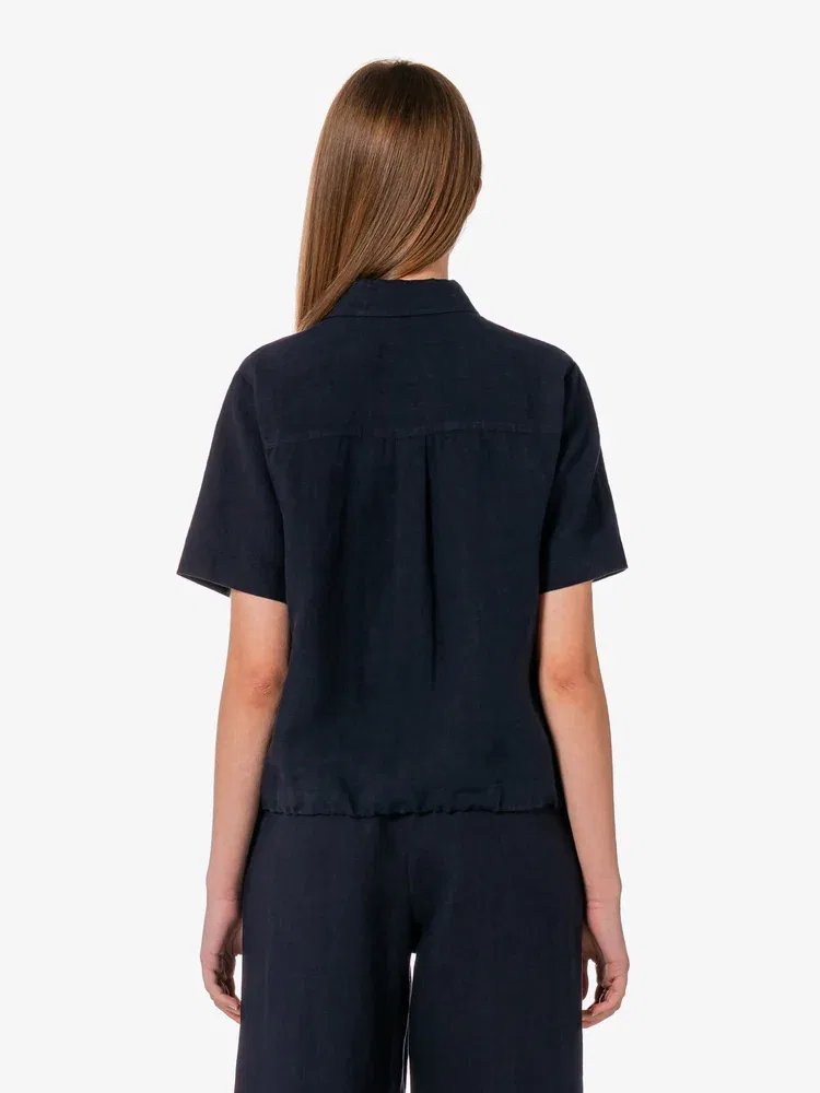 Рубашка LACOSTE Linen Openwork, Navy — фото 3