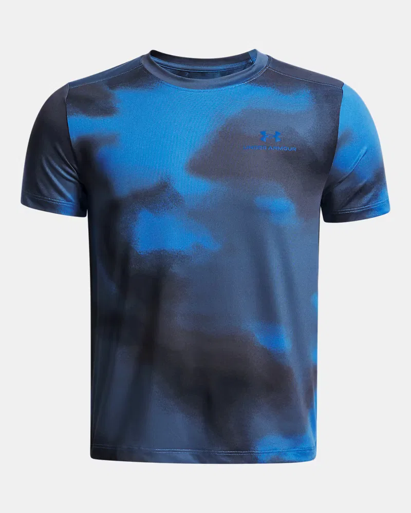 Футболка для мальчиков с коротким рукавом, быстросохнущая, UA Vanish Printed UnderArmour, Blue Atlantis — фото 4