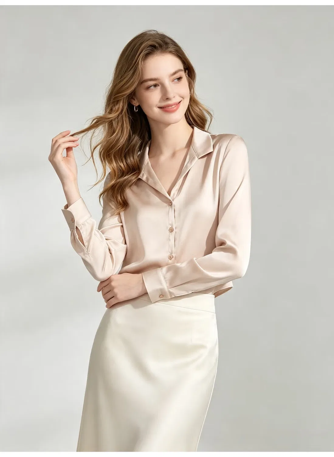 Блузка с длинным рукавом Zara, шампань
