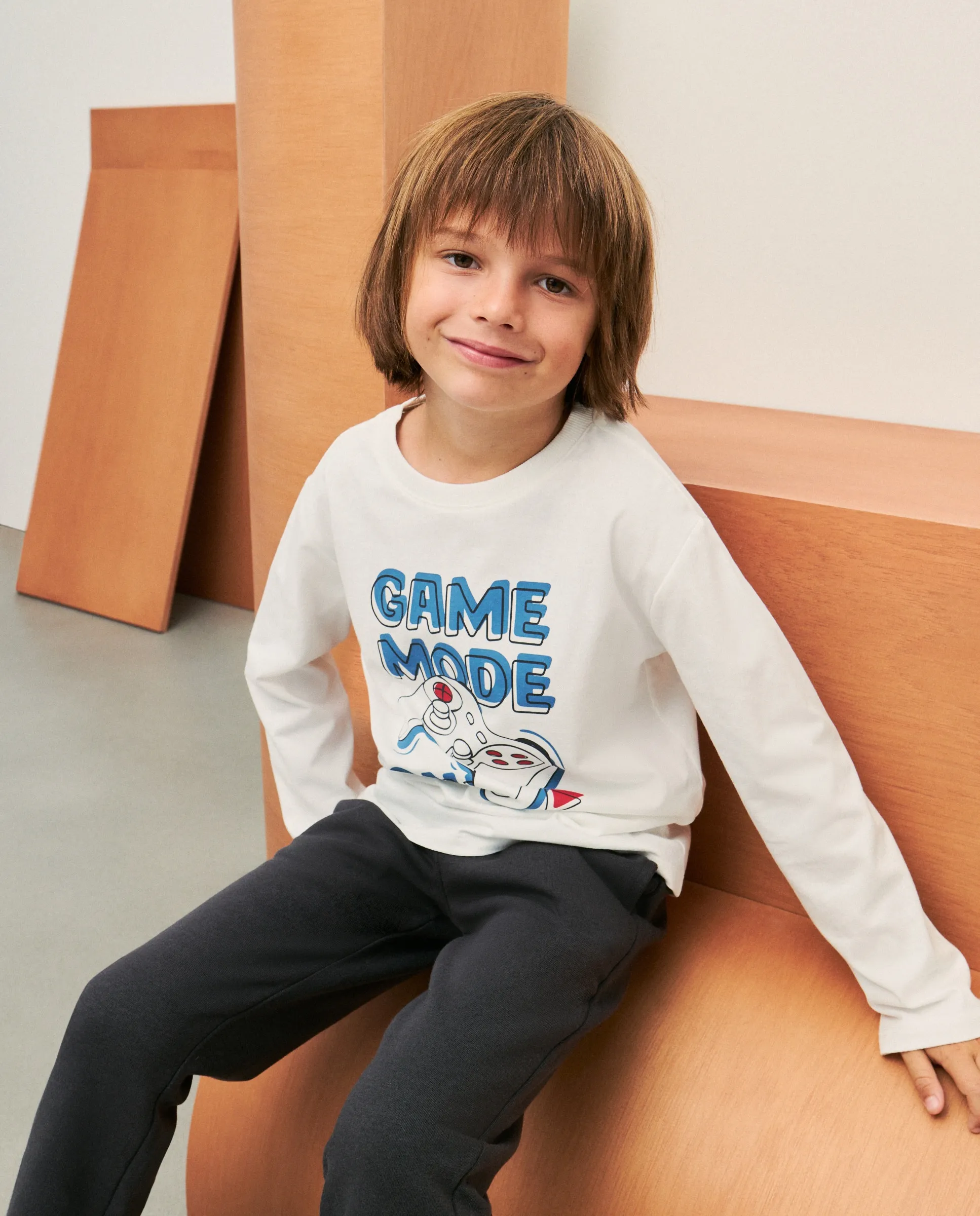 

Детская футболка с длинным рукавом с базовым принтом Kids El Corte Inglés, белый