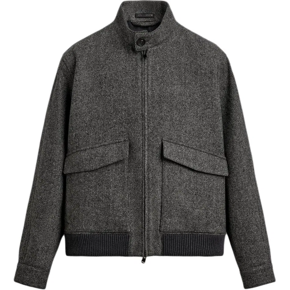 Мужская куртка со стоячим воротником Dark Gray ZARA, Dark Gray