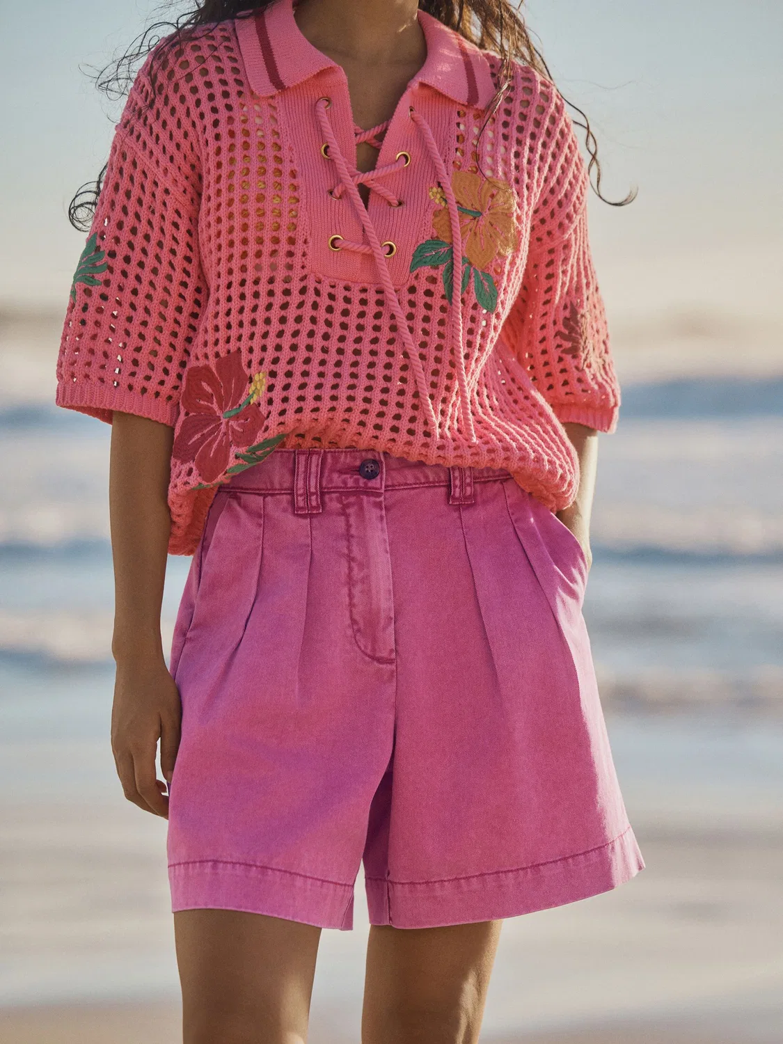 Шорты чинос из мягкого хлопка, Washed Pink Next — фото 4