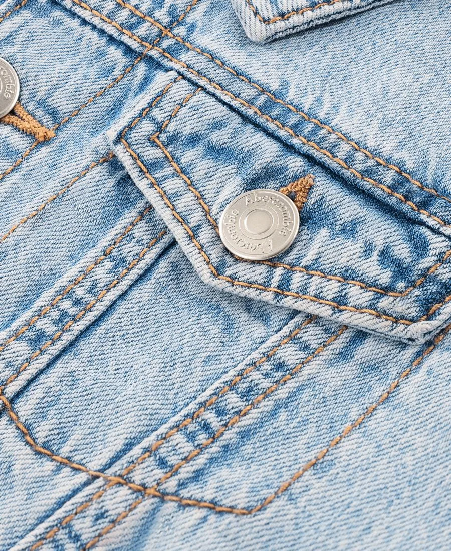 Детская джинсовая куртка с капюшоном, с длинным рукавом, 2T-5T abercrombie kids, Blue — фото 3