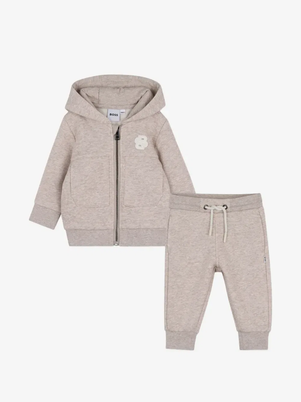 Комплект из худи и брюк с нашивкой-логотипом Boss Kidswear, бежевый