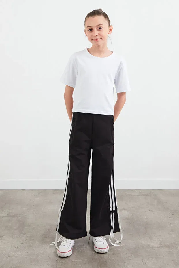 Детские спортивные штаны для девочек с широкой штаниной Fulla Moda, Black
