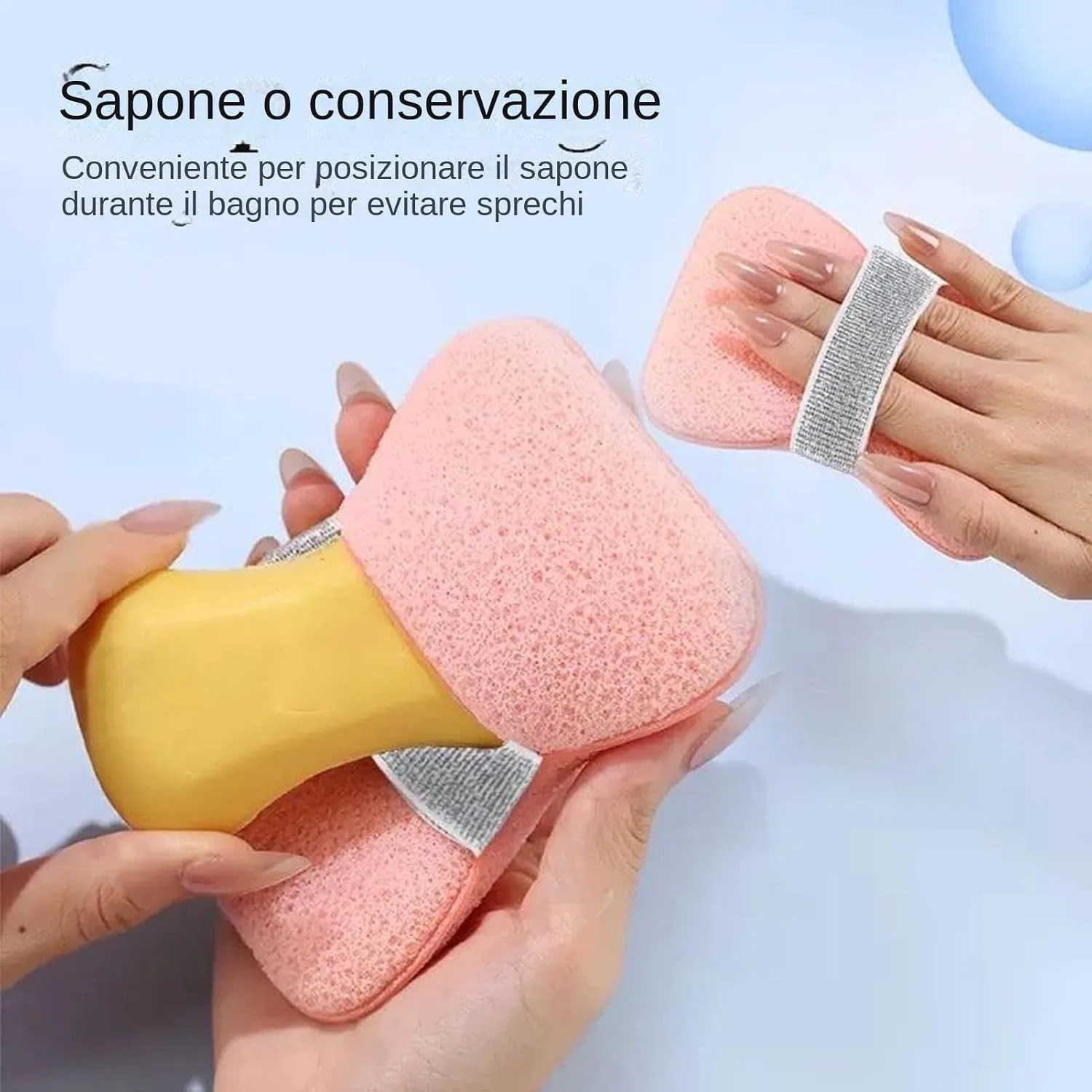 Мочалка для душа с мыльным мешочком, Generisch, 12x8.5x2 см, Soft And Thin -Pink — фото 3
