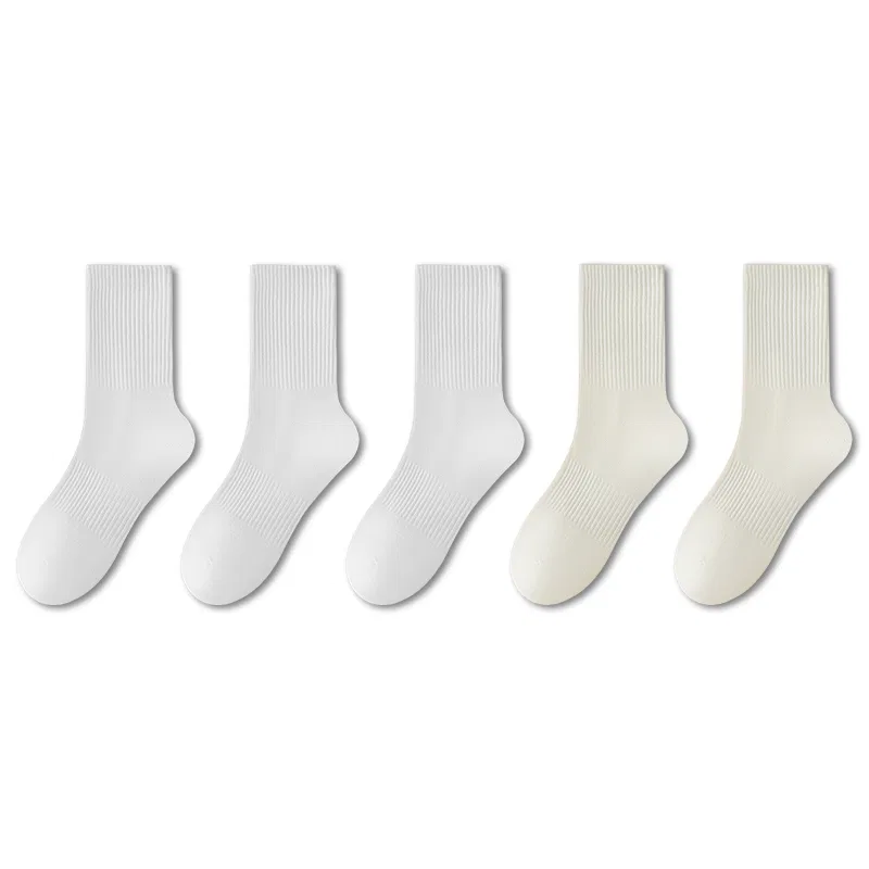 Детские носки-гольфы хлопковые 5 пар MINISO, White+Beige